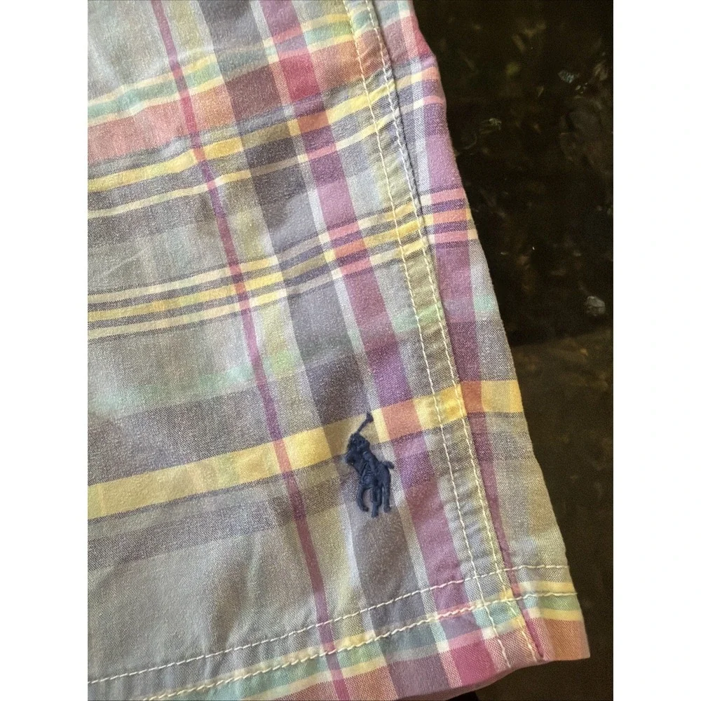 Ralph Lauren Polo Boys Swim Trunks Sz S (8) Plaid Boardshorts Liner Swimsuit